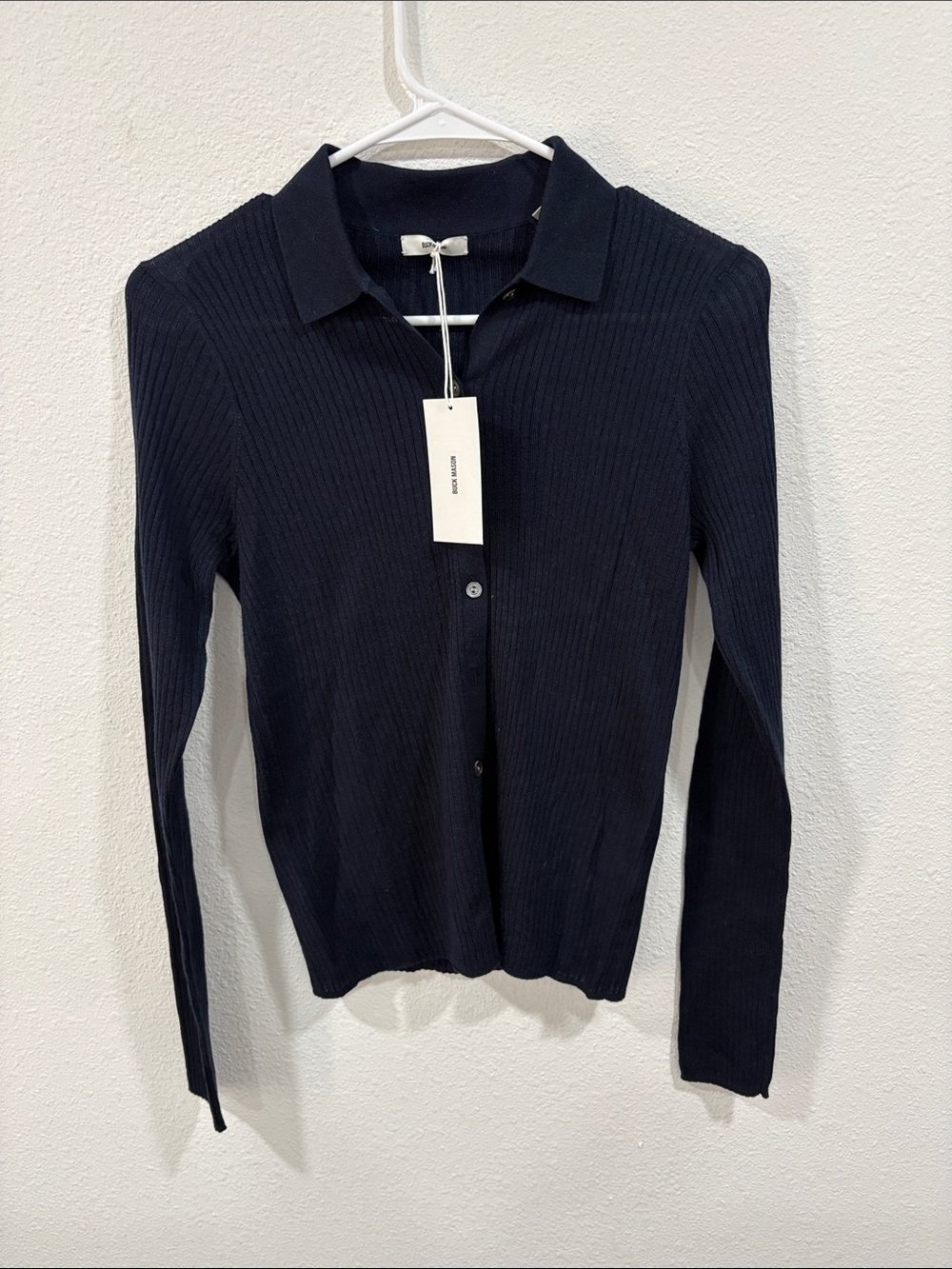 Buck Mason Featherweight Silk Cashmere Cardigan Dark Navy Womenโs Small $228 NWT
